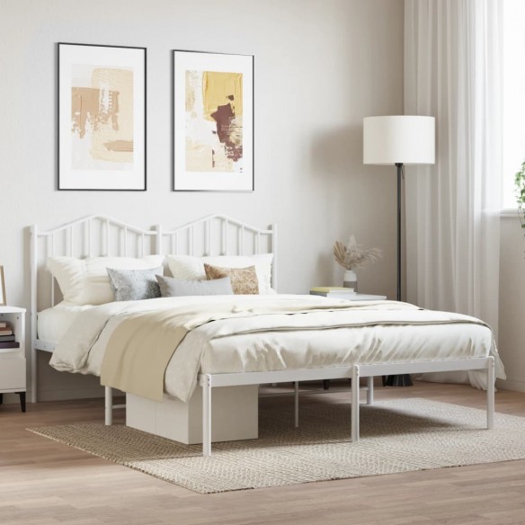 Lit métal avec tête de lit blanc 140x200 cm