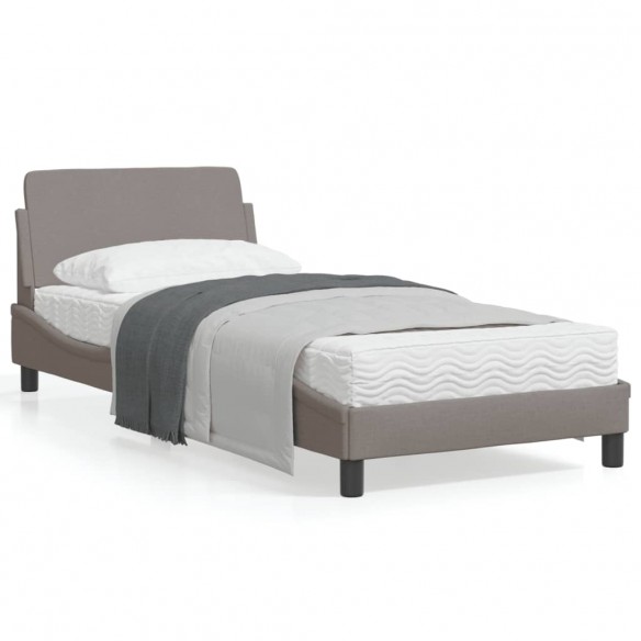 Lit avec tête de lit Taupe 90x200 cm Tissu