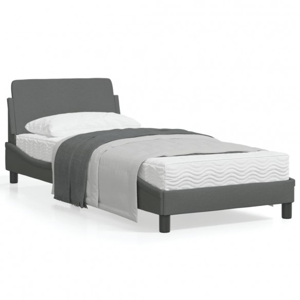 Lit avec tête de lit Gris foncé 80x200 cm Tissu