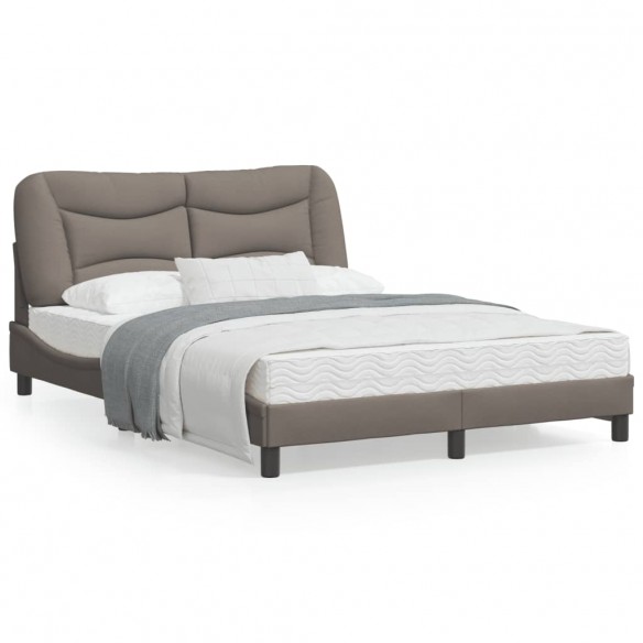 Lit avec tête de lit Taupe 140x200 cm Tissu