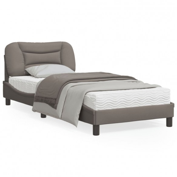 Lit avec tête de lit Taupe 90x200 cm Tissu