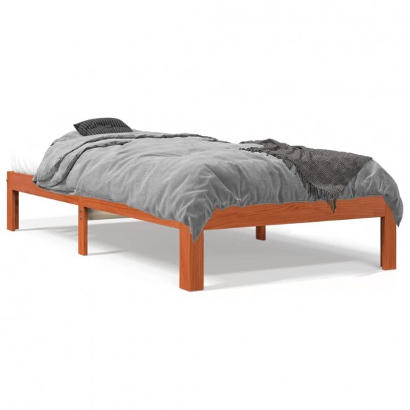 Lit cire marron 100x200 cm bois de pin massif
