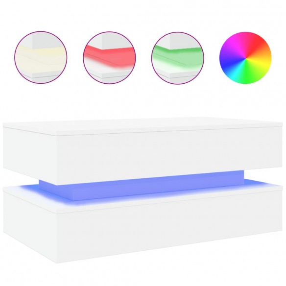 Table basse avec lumières LED blanc 90x50x40 cm Table basse avec lumières LED blanc 90x50x40 cm