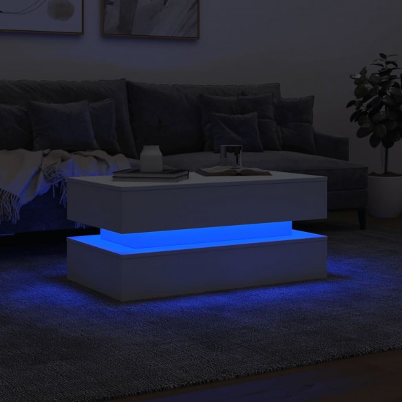Table basse avec lumières LED blanc 90x50x40 cm Table basse avec lumières LED blanc 90x50x40 cm