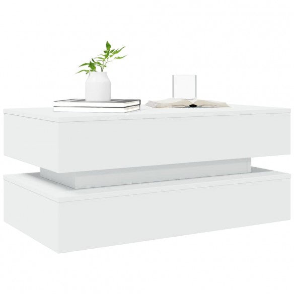 Table basse avec lumières LED blanc 90x50x40 cm Table basse avec lumières LED blanc 90x50x40 cm
