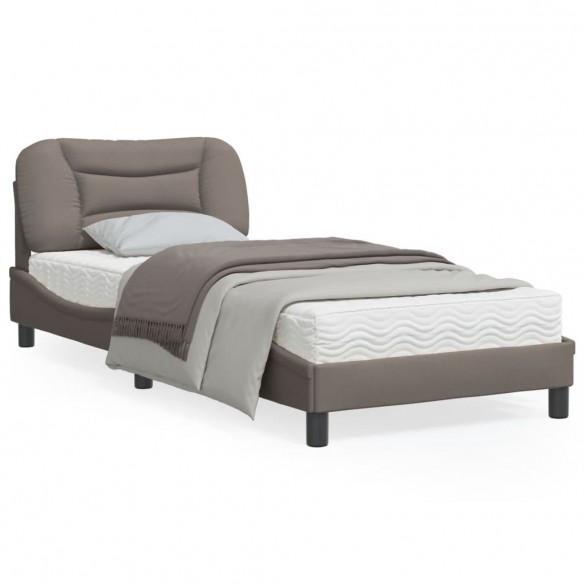 Lit avec tête de lit Taupe 90x190 cm Tissu