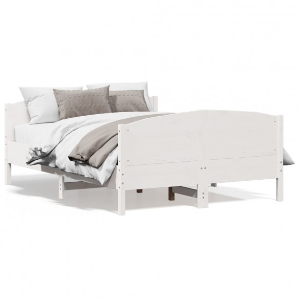 Lit avec tête de lit blanc 120x190 cm bois pin massif