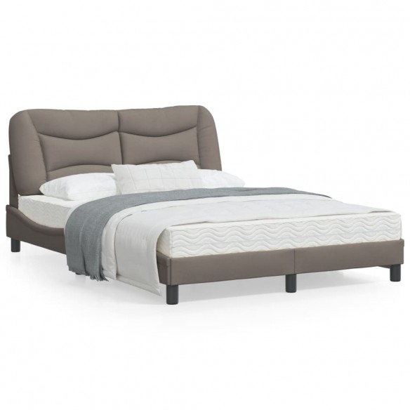 Lit avec tête de lit Taupe 120x200 cm Tissu