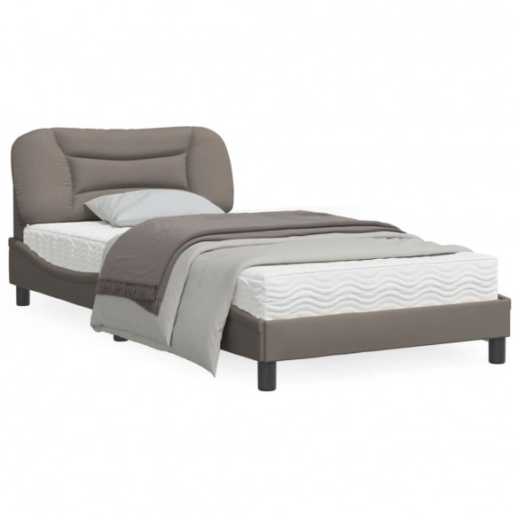 Lit avec tête de lit Taupe 100x200 cm Tissu