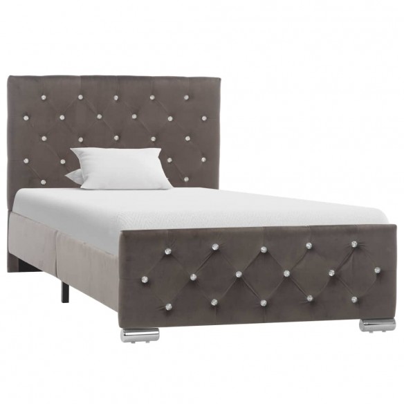 Lit Gris Velours 90x200 cm