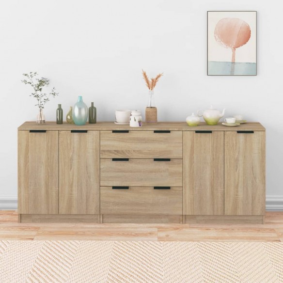 Buffets 3 pcs Chêne sonoma 