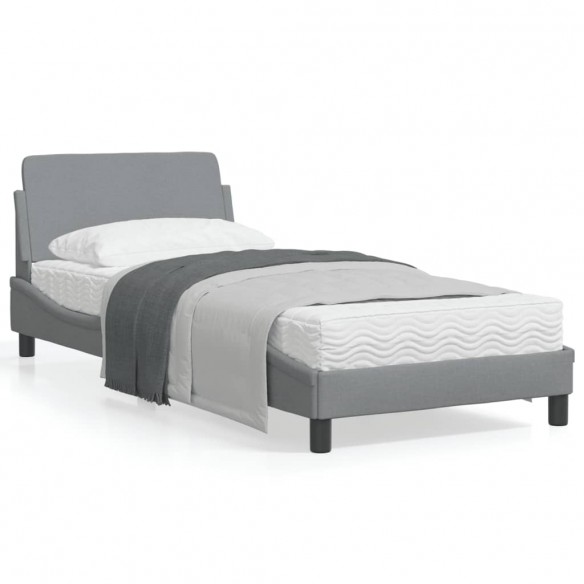 Lit avec tête de lit Gris clair 90x200 cm Tissu
