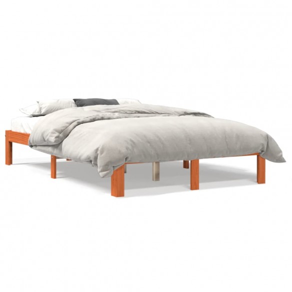 Lit cire marron 140x200 cm bois de pin massif