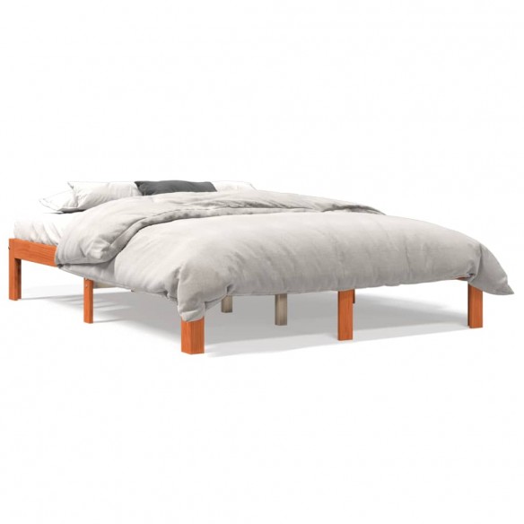Lit cire marron 120x190 cm bois de pin massif