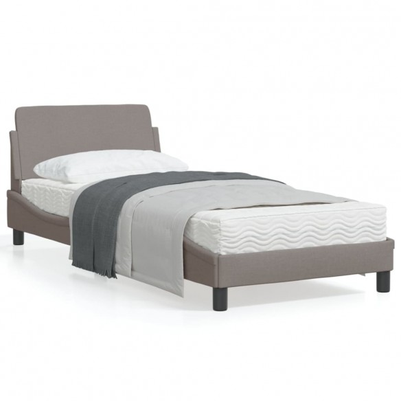 Lit avec tête de lit Taupe 90x190 cm Tissu