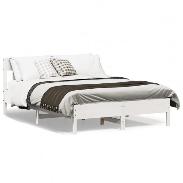 Lit avec tête de lit blanc 160x200 cm bois pin massif