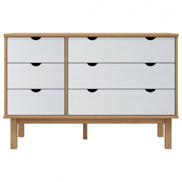 Commode OTTA marron et blanc 111x43x73,5 cm bois de pin massif Commode OTTA marron et blanc 111x43x73,5 cm bois de pin massif