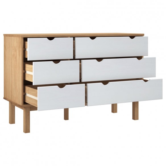 Commode OTTA marron et blanc 111x43x73,5 cm bois de pin massif Commode OTTA marron et blanc 111x43x73,5 cm bois de pin massif