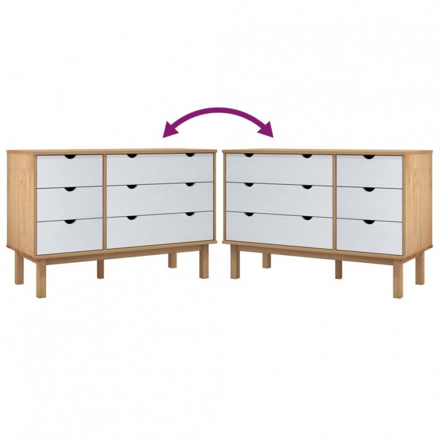 Commode OTTA marron et blanc 111x43x73,5 cm bois de pin massif