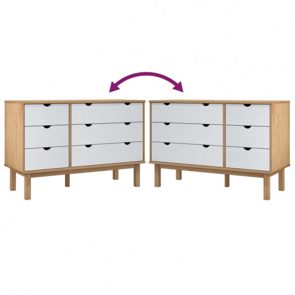 Commode OTTA marron et blanc 111x43x73,5 cm bois de pin massif Commode OTTA marron et blanc 111x43x73,5 cm bois de pin massif