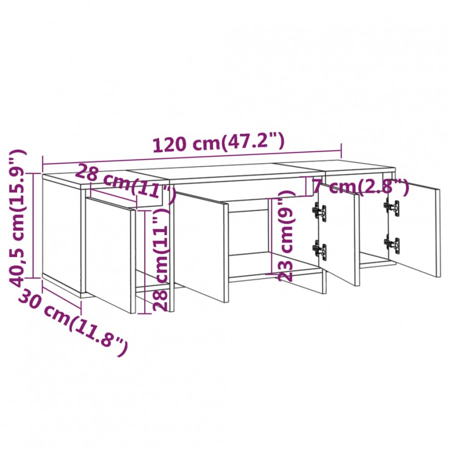 Meuble TV Chêne sonoma 120x30x40,5 cm Aggloméré