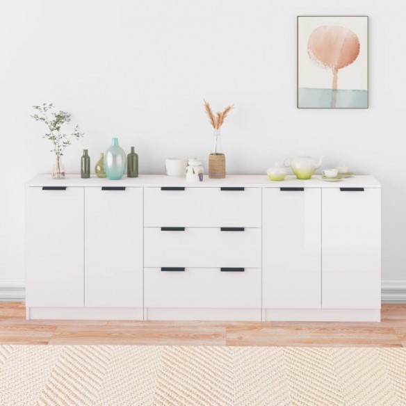Buffets 3 pcs Blanc brillant 