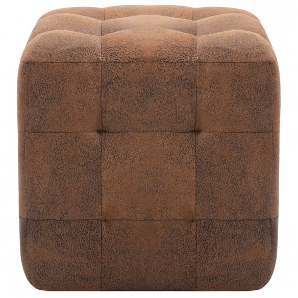 2 pcs Poufs Marron 30 x 30 x 30 cm Similicuir daim 2 pcs Poufs Marron 30 x 30 x 30 cm Similicuir daim
