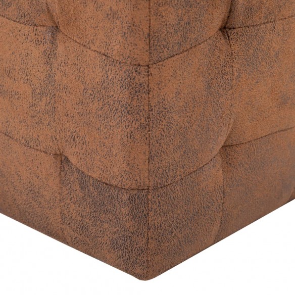 2 pcs Poufs Marron 30 x 30 x 30 cm Similicuir daim 2 pcs Poufs Marron 30 x 30 x 30 cm Similicuir daim