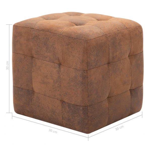 2 pcs Poufs Marron 30 x 30 x 30 cm Similicuir daim 2 pcs Poufs Marron 30 x 30 x 30 cm Similicuir daim