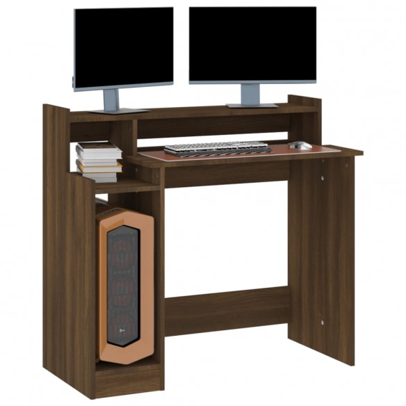 Bureau et lumières LED Chêne brun 97x45x90 cm 