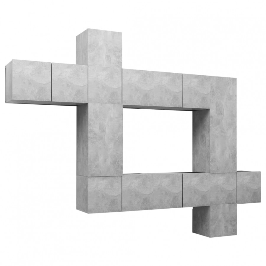 Ensemble de meuble TV 10 pcs Gris béton Aggloméré