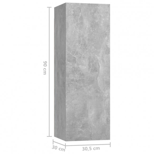 Ensemble de meuble TV 10 pcs Gris béton Aggloméré