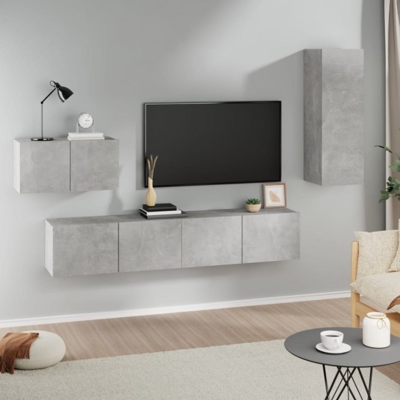 Ensemble de meubles TV 4 pcs Gris béton 