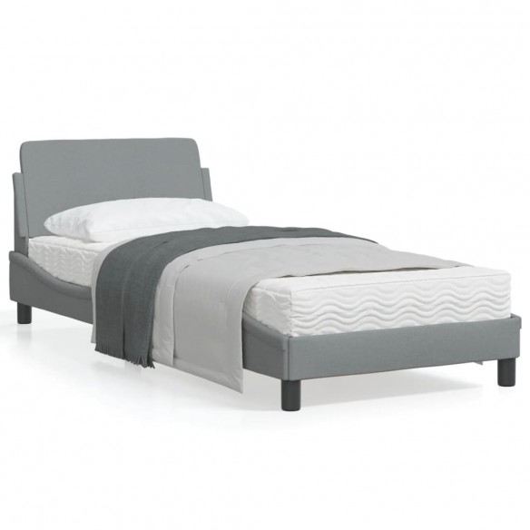 Lit avec tête de lit Gris clair 80x200 cm Tissu
