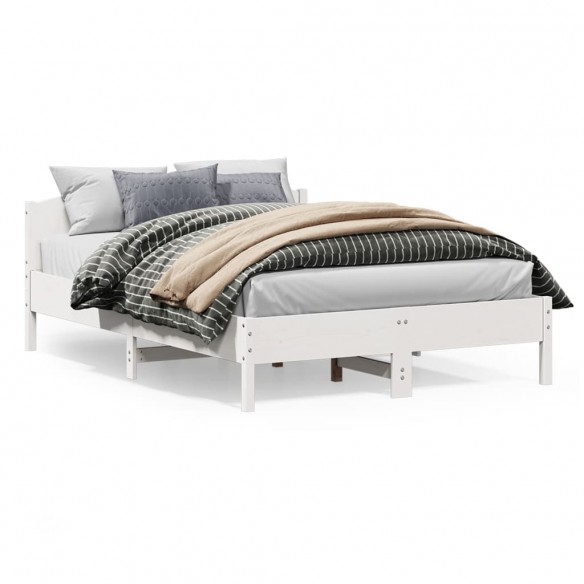 Lit avec tête de lit blanc 150x200 cm bois pin massif