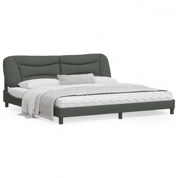 Lit avec tête de lit Gris foncé 200x200 cm Tissu
