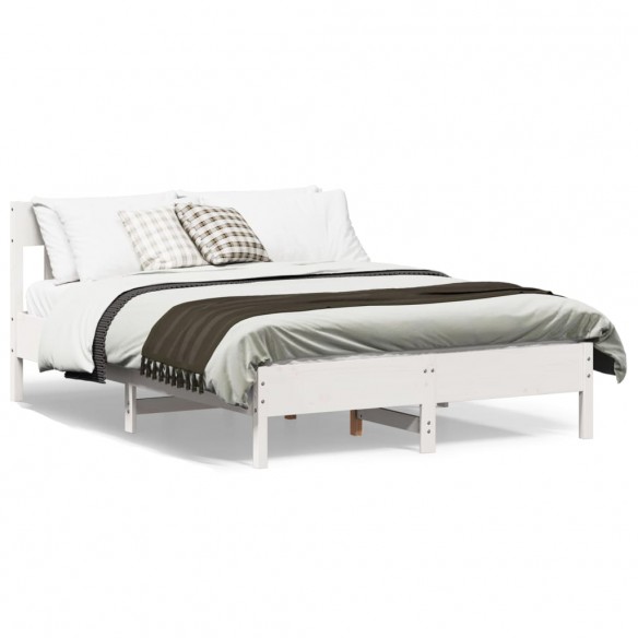 Lit avec tête de lit blanc 120x190 cm bois pin massif