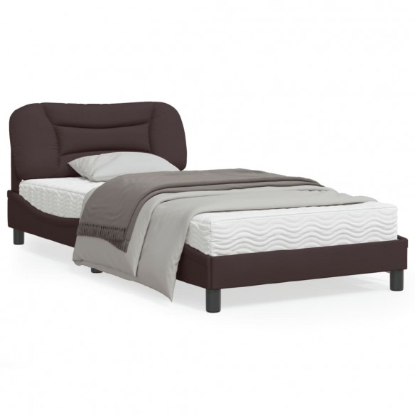 Lit avec tête de lit Marron foncé 100x200 cm Tissu