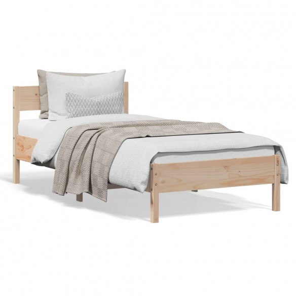 Lit avec tête de lit 90x200 cm bois de pin massif