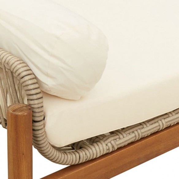 Banc de jardin avec coussin beige résine tressée acacia