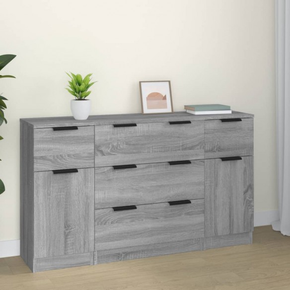 Ensemble de buffets 3 pcs Sonoma gris 