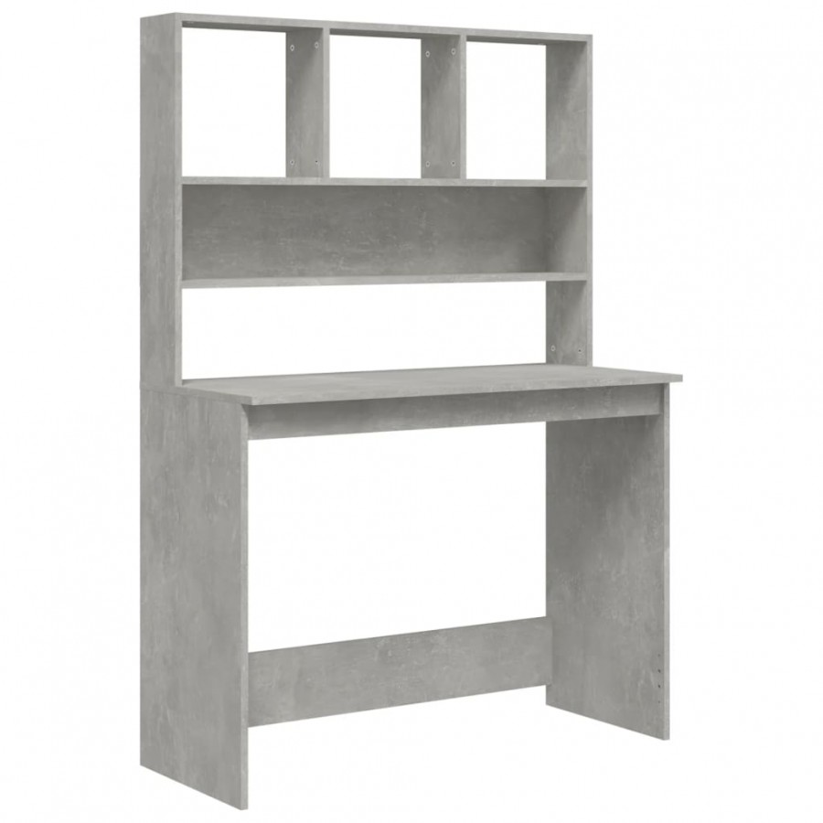 Bureau avec étagères Gris béton 102x45x148 cm 