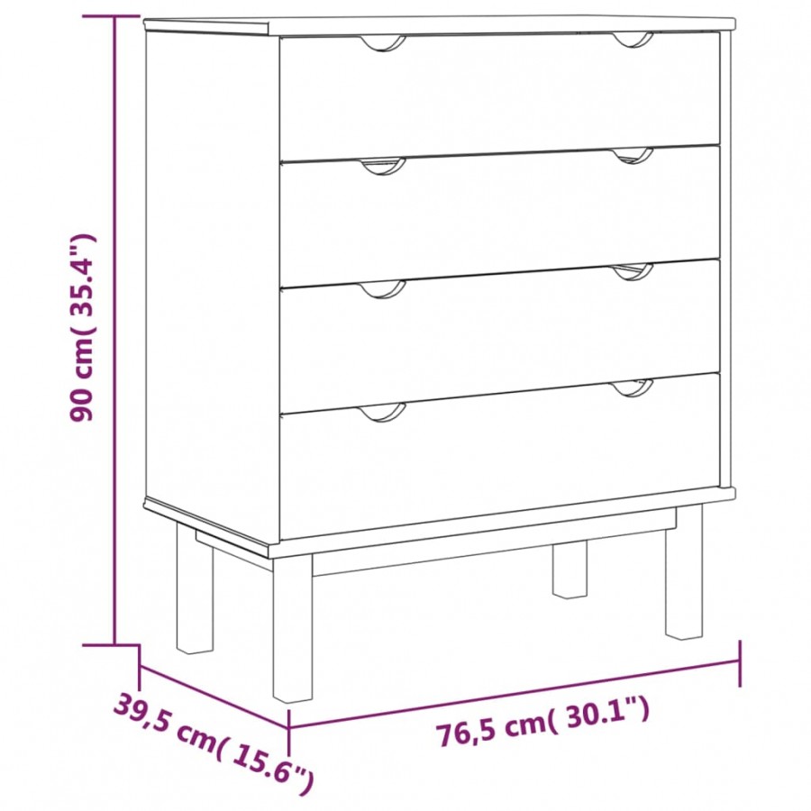 Armoire à tiroirs 76,5x39,5x90 cm Bois de pin massif