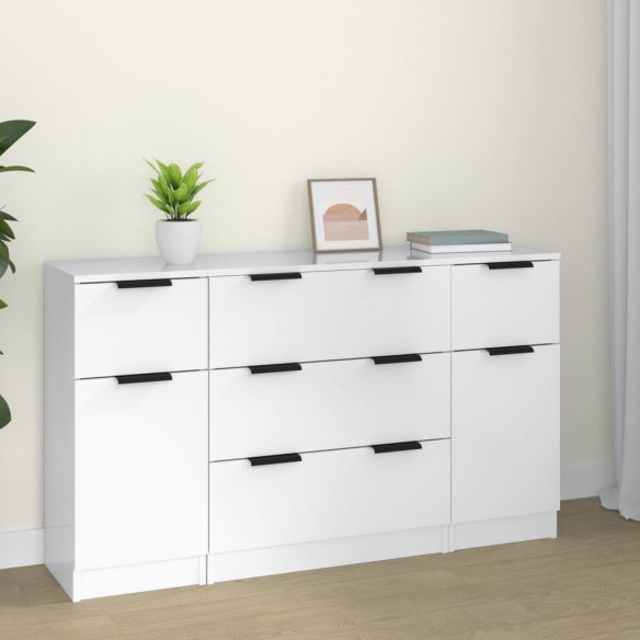 Ensemble de buffets 3 pcs Blanc brillant 