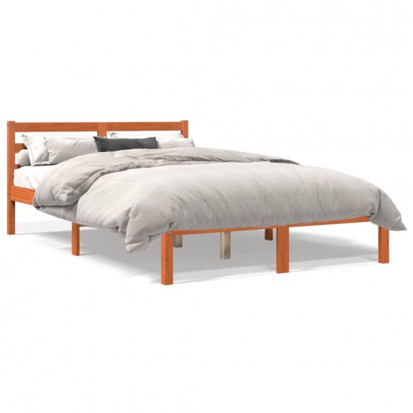 Lit cire marron 140x200 cm bois de pin massif