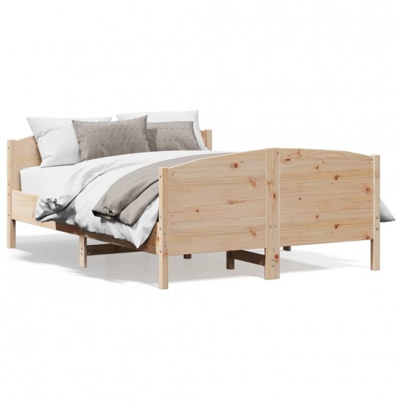 Lit avec tête de lit 135x190 cm bois de pin massif