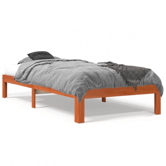 Lit cire marron 90x190 cm bois de pin massif