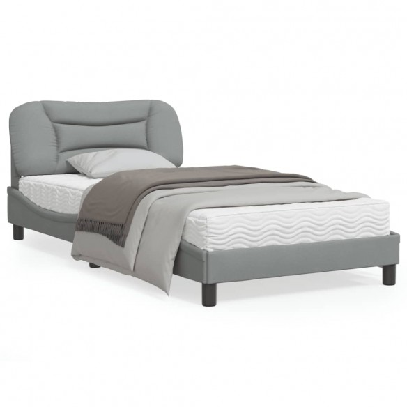 Lit avec tête de lit Gris clair 100x200 cm Tissu