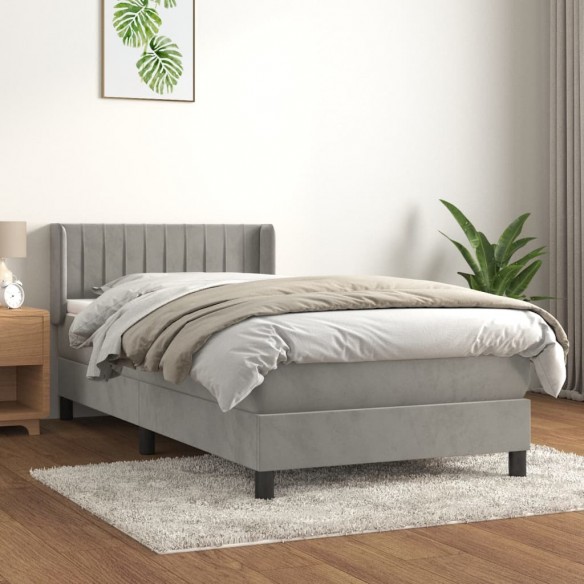 Lit et matelas Gris clair 90x200 cm Velours