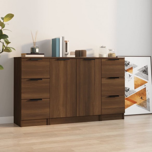 Buffets 3 pcs Chêne marron 